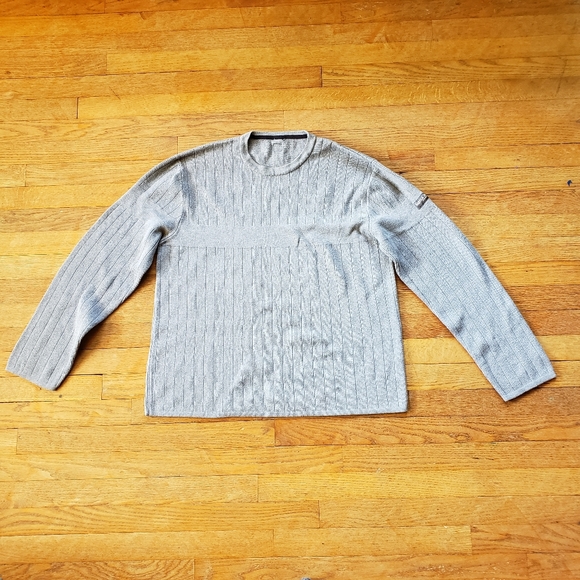 Crew neck Long sleeve Gray Nautica ribbed sweater gray preppy casual Large L - Picture 1 of 11
